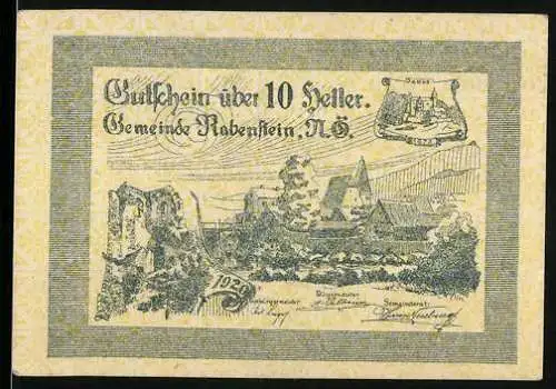 Notgeld Rabenstein 1920, 10 Heller, Ortsansicht und Landschaft