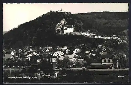 AK Pitten /N. Oe., Blick auf Bahnhof und Ort