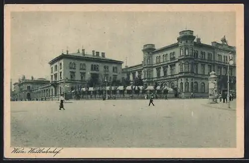 AK Wien, Westbahnhof, mit Litfasssäule