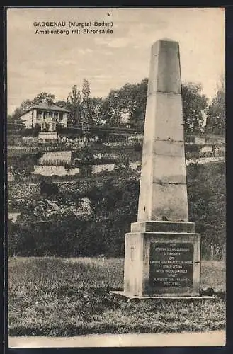 AK Gaggenau /Murgtal, Amalienberg mit Ehrensäule