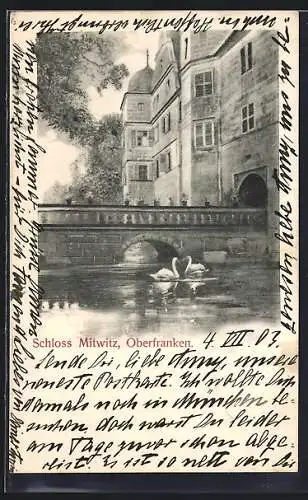 AK Mitwitz /Oberfranken, Schloss mit Brücke