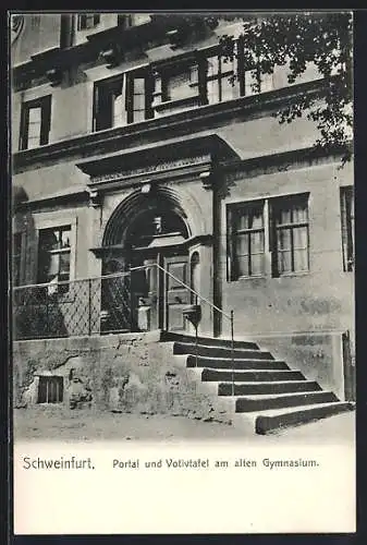 AK Schweinfurt, Portal und Votivtafel am alten Gymnasium