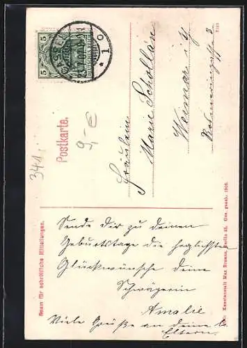 AK Kassel, Orangerie, Kleines Mädchen auf einer Schriftrolle