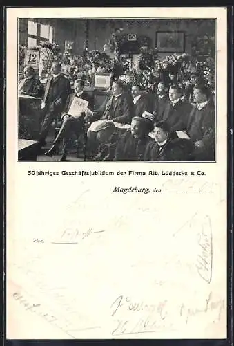 AK Magdeburg, Firma Alb. Lüddecke & Co., 50jähriges Jubiläum, Feier der Belegschaft