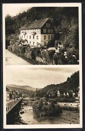 AK Gernsbach /Murgtal, Gasthaus-Pension Waldhäuschen, Murgbrücke