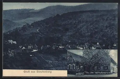 AK Staufenberg / Baden, Gasthaus-Metzgerei zum grünen Baum L. Bender, Gesamtansicht aus der Vogelschau