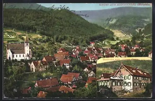 AK Reichental /Murgtal, Gasthaus zum grünen Baum, Gesamtansicht aus der Vogelschau