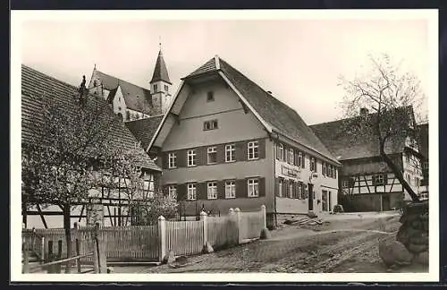 AK Reichental /Murgtal, Gasthaus-Pension zum Auerhahn G. Luft mit Strasse u. Kirche