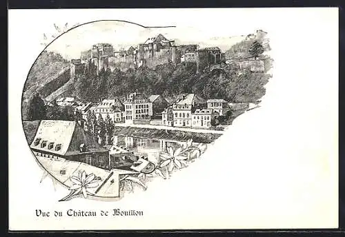 Lithographie Bouillon, Vue du Chateau de Bouillon