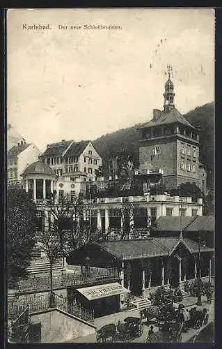 AK Karlsbad, Der neue Schlossbrunnen