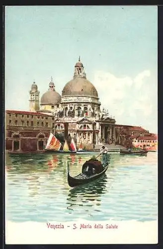 Künstler-AK Venezia, S. Maria della Salute, Gondola