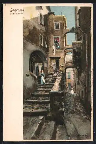 Künstler-Lithographie R. Guidorizzi: Sanremo, Via Riccobono