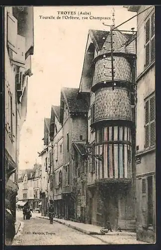 AK Troyes, Tourelle de l`Orfevre, rue Champeaux