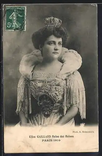 AK Paris, Elisa Gaillard, Schönheitskönigin 1910