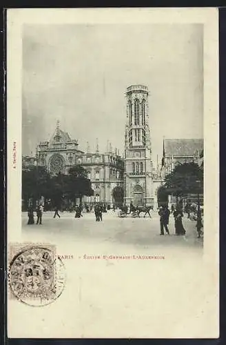 AK Paris, Eglise St-Germain-l`Auxerrois, Pferdekutsche