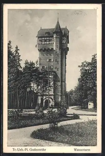 AK Grafenwöhr, Truppenübungsplatz, Blick zum Wasserturm