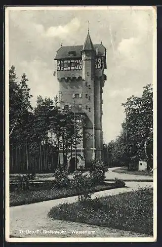 AK Grafenwöhr, Truppenübungsplatz, Blick zum Wasserturm