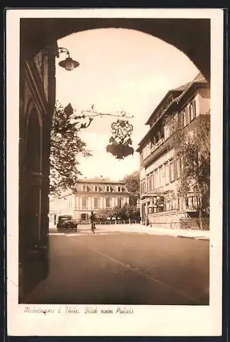 AK Meiningen i. Thür., Blick zum Palais mit Gasthaus