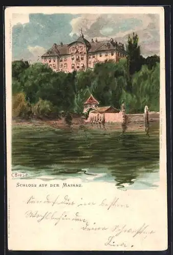 Künstler-AK Carl Biese: Insel Mainau, Blick zum Schloss