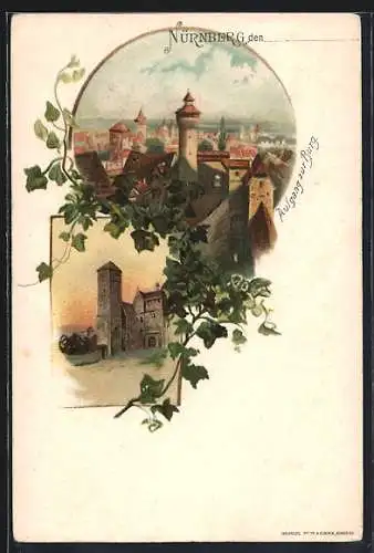 Lithographie Nürnberg, Aufgang zur Burg