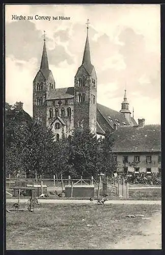 AK Corvey, Blick zur Kirche