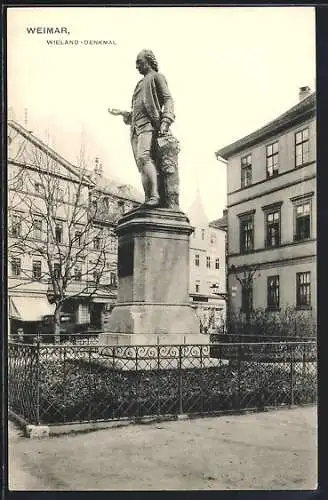 AK Weimar / Thüringen, Blick auf das Wieland-Denkmal