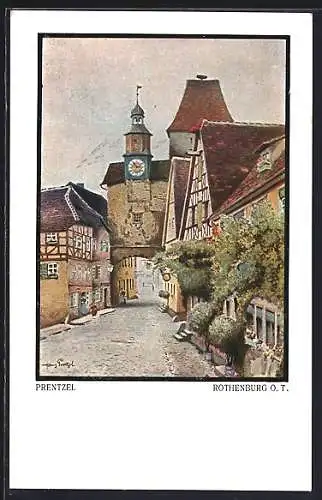 Künstler-AK Rothenburg / Tauber, Röderbogen und Markusturm