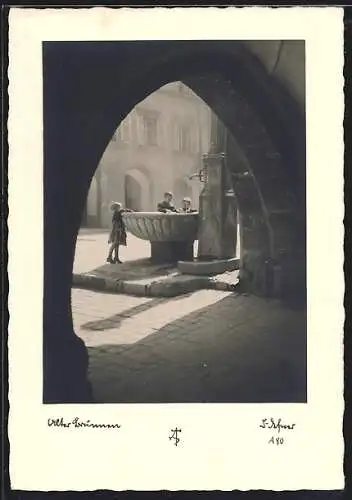 Foto-AK Adalbert Defner: Innsbruck, Durchblick auf den alten Brunnen