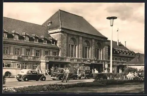 AK Weimar / Thüringen, Hauptbahnhof im Sonnenschein