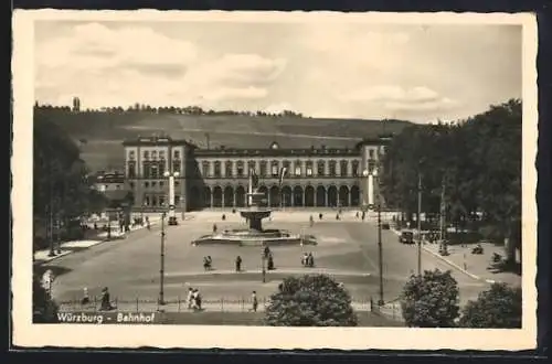 AK Würzburg, Blick zum Bahnhof