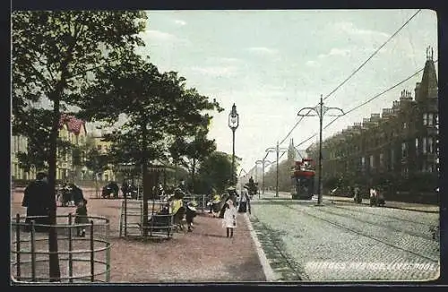 AK Liverpool, Princes Avenue, Strassenbahn