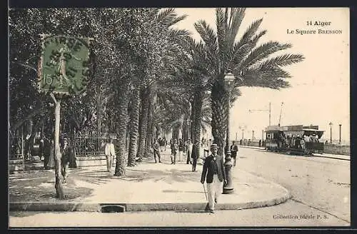 AK Alger, Le Square Bresson, Strassenbahn