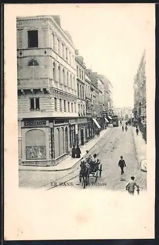 AK Le Mans, Rue Dumas, Strassenbahn