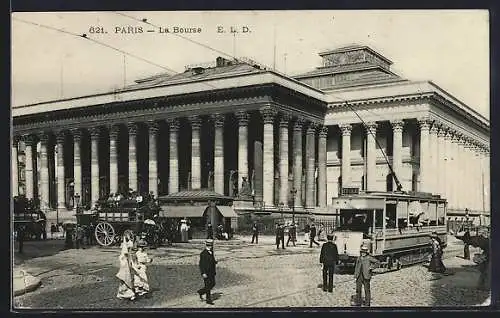 AK Paris, La Bourse, Strassenbahn nach Les Lilas