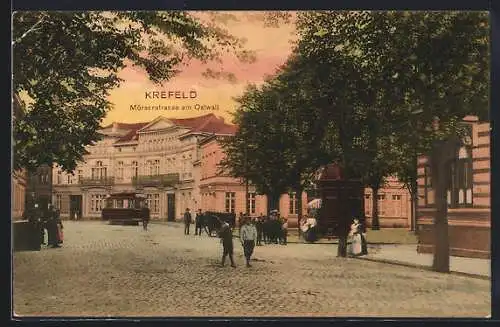 AK Krefeld, Mörserstrasse am Ostwall, Strassenbahn