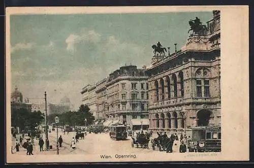 AK Wien, Strassenbahnen am Opernring