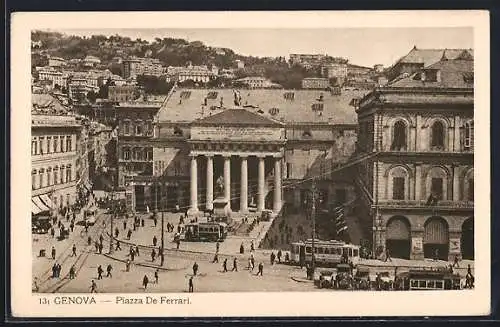 AK Genova, Piazza de Ferrari mit Strassenbahn