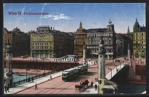 AK Wien, Ferdinandsbrücke, Strassenbahn