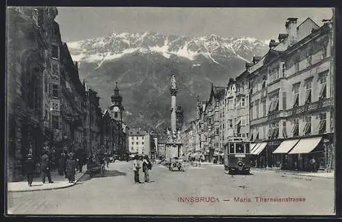 AK Innsbruck, Maria Theresienstrasse mit Strassenbahn