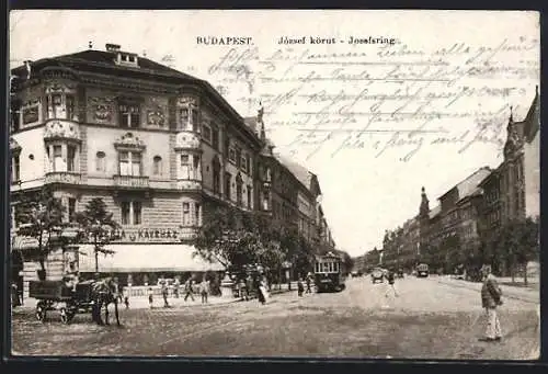 AK Budapest, Jozsef körut, Josefsring, Strassenbahn