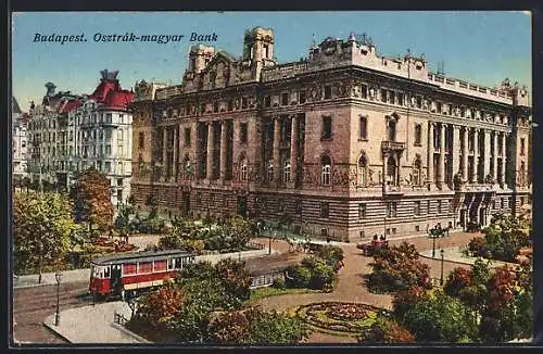 AK Budapest, Osztrák-magyar Bank, Strassenbahn