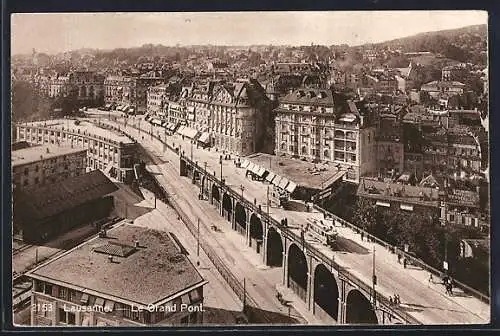 AK Lausanne, Le Grand Pont, Strassenbahn