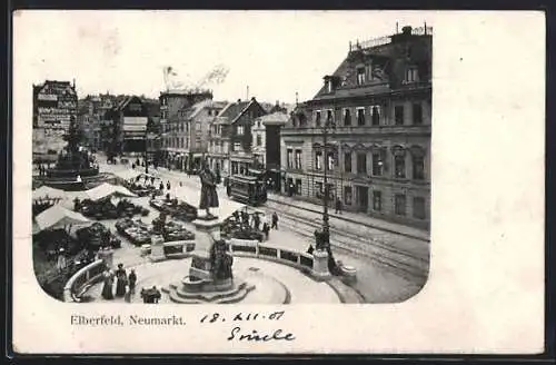 AK Elberfeld, Neumarkt-Strasse mit Strassenbahn