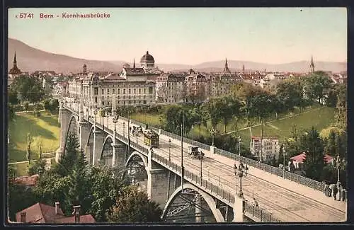 AK Bern, Strassenbahn auf der Kornhausbrücke