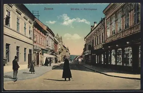 AK Zemun, Herrengasse mit Polizist