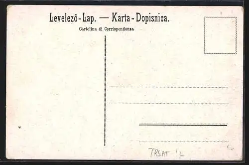 Lithographie Rijeka, Festung Trsat, Kirche