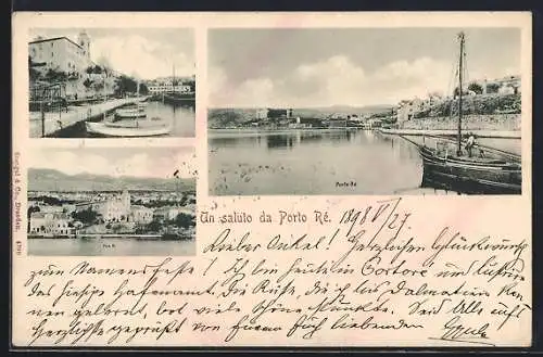 AK Porto Ré, Boote im Hafen, Ortsansicht