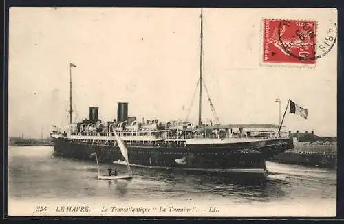 AK Passagierschiff La Touraine im Hafen von Le Havre