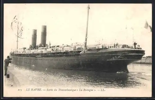 AK Passagierschiff Le Bretagne im Hafen von Le Havre