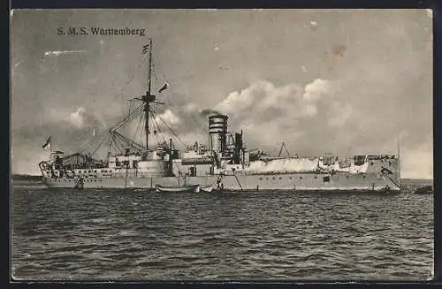 AK Kriegsschiff S. M. S. Württemberg auf dem Meer